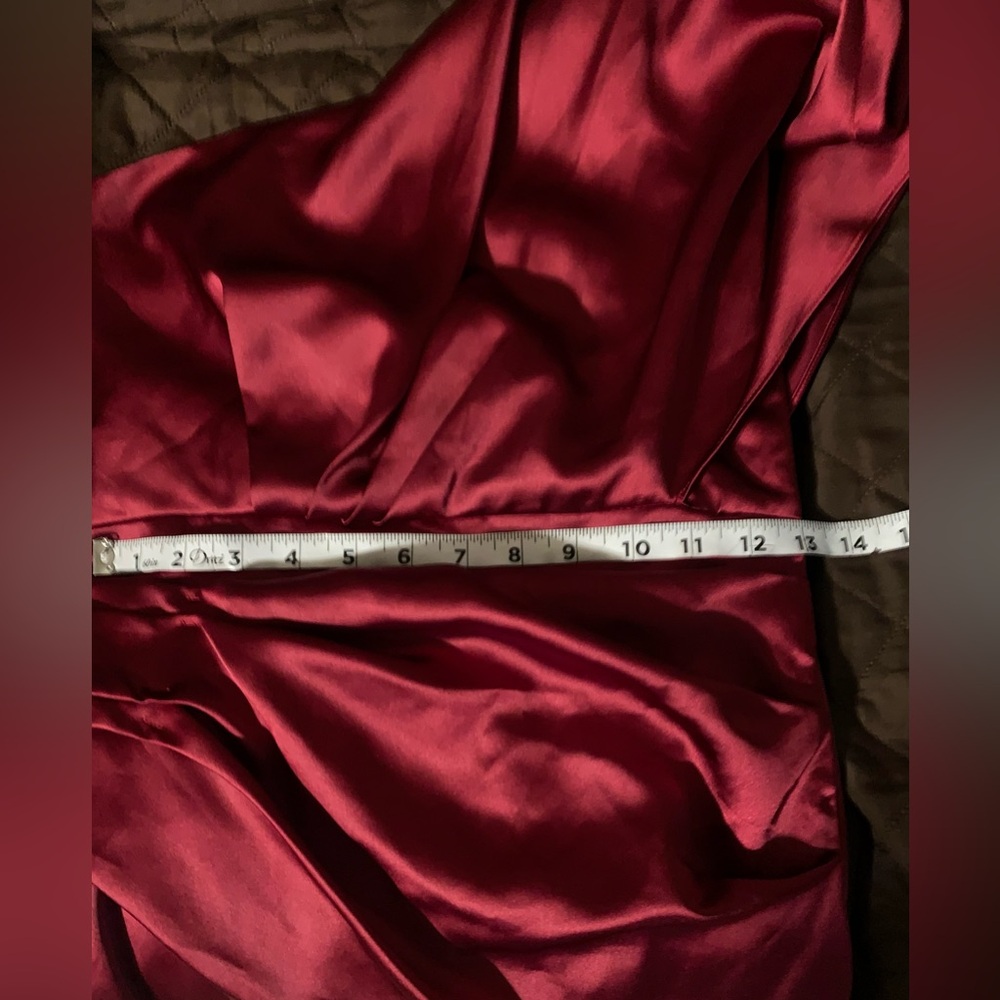 NWOT DO+BE Women One-Shoulder Wine Red Dress Satin Fabric 100% Polyester.Small - Picture 13 of 16